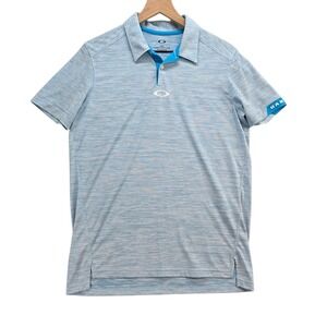 Oakley Men's Golf Polo‎ Shirt Blue Striped Tailored Fit Preppy Activewear Top Sm